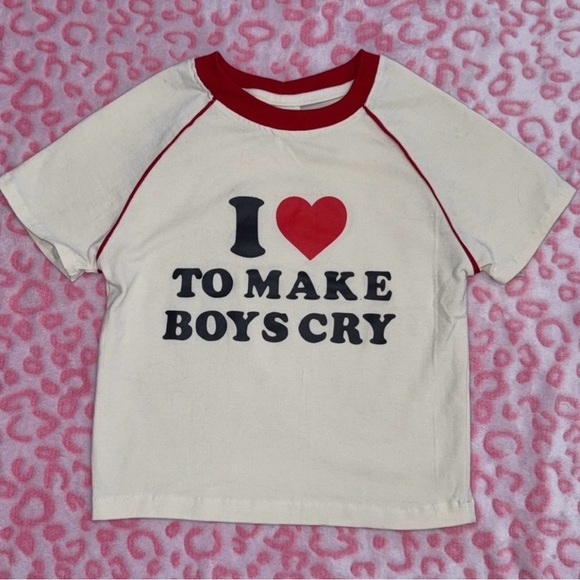 Tops - Kids Red Heart Graphic Raglan Tee - I ♥ To Make Boys Cry